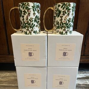 Set of 4 Rifle Paper Co. Mistletoe Mugs